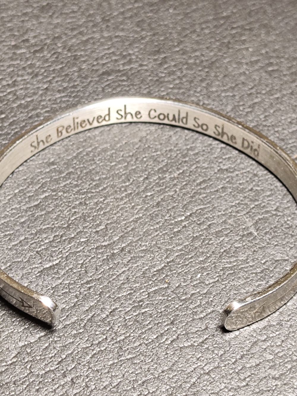 Motivational Engraved Silver Cuff Bracelet - Inspirational Quote